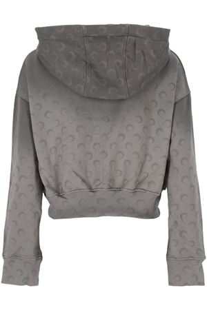 Felpa corta con cappuccio in cotone grigio MARINE SERRE | WST019ACJER0073GR90